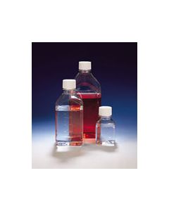 Bottles - Narrow Mouth, Square Media, P.E.T., Graduated, Screw Cap, Sterile, Wheaton