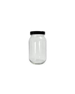 Clear Standard Glass Wide Mouth Bottles with Black Phenolic Pulp/Tin Foil Caps