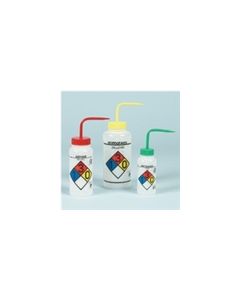 Wide-Mouth 4-Color Wash Bottles with Safety Labels, Scienceware®