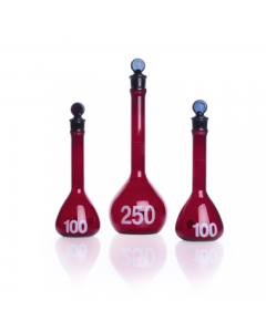  KIMBLE® RAY-SORB® Volumetric Flask, Amber, Class A, Heavy Duty, Wide Mouth, w/ Pennyhead Glass Stopper, DWK Life Sciences (