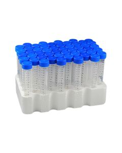 Sterile Centrifuge Tubes with Printed Graduations, Blue Caps, Polypropylene, Globe Scientific 
