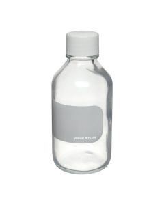 Bottles - Safety PVC Coated Narrow Mouth, Round, No-Drip Lip, Metric with Screw Cap, Wheaton "400" Borosilicate Glass, DWK Life Sciences, LLC 